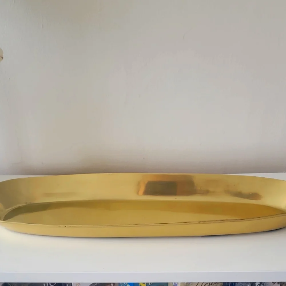 Candle Dish, Steel, Color Gold, 19½